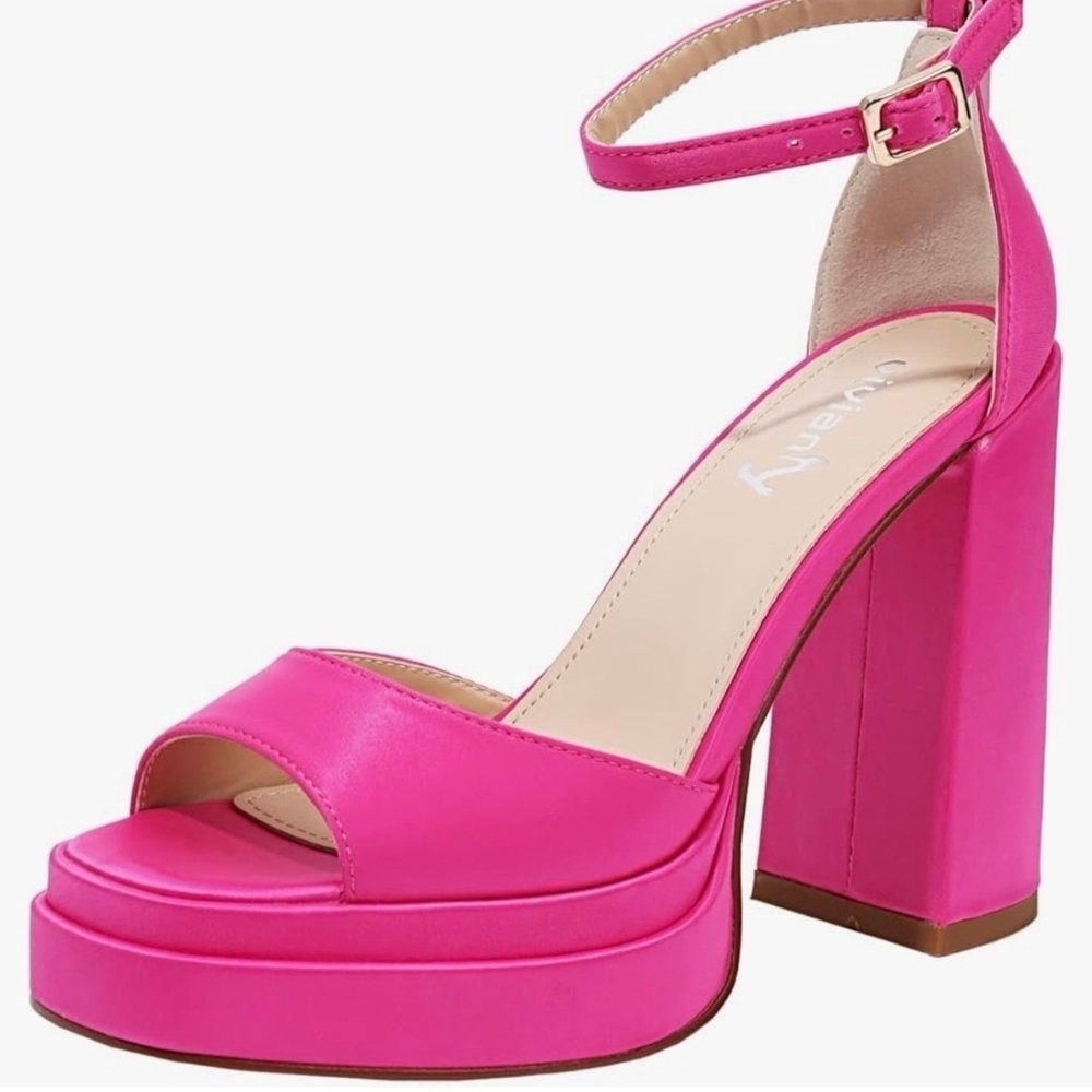 Vivianly Hot Pink Platform Sandals